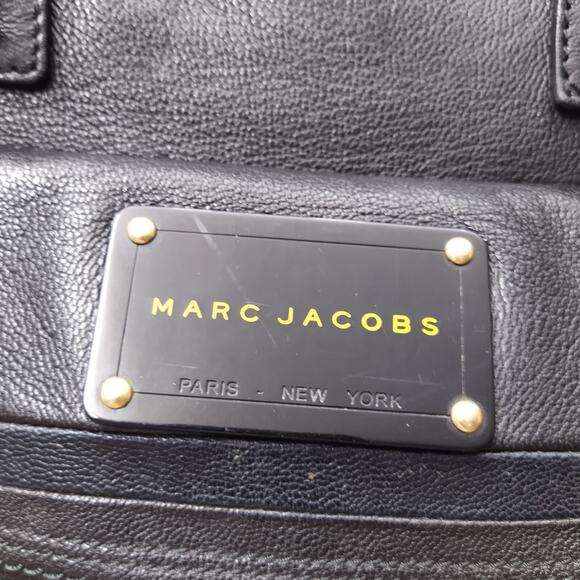Marc Jacobs Black Leather Pocket Chain Strap Double Handle Satchel Shoulder Bag - Picture 6 of 16